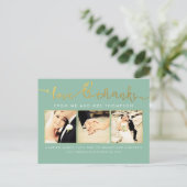 Sage Mint Gold Wedding Liefde & Bedankt Script Fot Briefkaart (Staand voorkant)