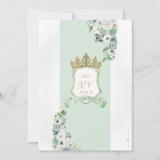 Sage Mint Groen & Goud Koninklijke Prinses Quincea Kaart (Achterkant)