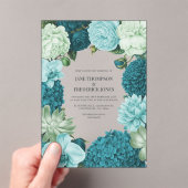 Sage Mint, Ocean Teal & Ice Bluebell Wedding Acryl Uitnodigingen (Insitu (Draagbaar))
