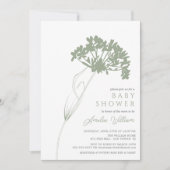 Sage Modern Floral Baby shower Kaart (Voorkant)