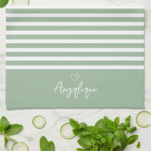 Sage Modern Heart en Stripes Monongram