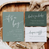 Sage moderne Baby shower vert Invitation Son un ga