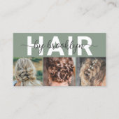 Sage Moderne Fototypografie Haarstylist Visitekaartje (Voorkant)