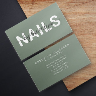 Sage Moderne Typografie Nail Artiest Visitekaartje