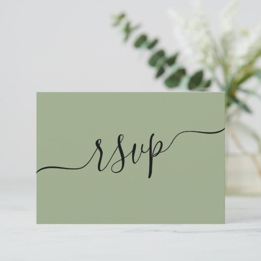 Sage moderne vert QR Code Mariage RSVP (Debout devant)