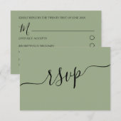 Sage moderne vert QR Code Mariage RSVP (Devant / Derrière)