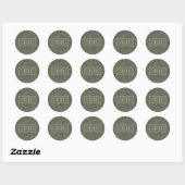 Sage Monogram Elegant Leaves Line Art Classy Ronde Sticker (Vel)