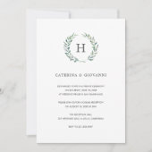 Sage Monogram Greenery Rustic Wedding Reception Kaart (Voorkant)