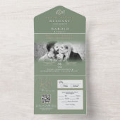 Sage Monogramme tout en un mariage Invitation (À l'intérieur)