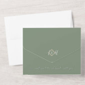 Sage Monogramme tout en un mariage Invitation (Verso)