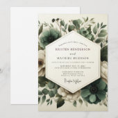 Sage Moody Anemone Wedding Kaart (Voorkant / Achterkant)