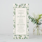 Sage Moss Green Feuilles Cream Wedding Programme (Debout devant)