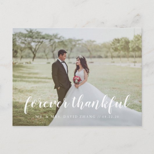 Sage Multi Foto Hand Lettering Dank u bruiloft Briefkaart (Voorkant)