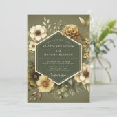 Sage Ochre Botanical Wedding Kaart (Staand voorkant)