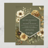 Sage Ochre Botanical Wedding Kaart (Voorkant / Achterkant)