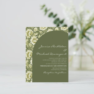 Sage Olijfgroene Botanische Boog Script Bruiloft Kaart