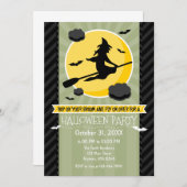 Sage Olive Black Grey Witch Halloween Invitation Kaart (Voorkant / Achterkant)
