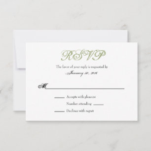 Sage Olive Blanc Plaine Mariage simple Cartes RSVP