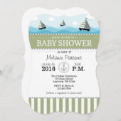 Sage Olive Blue Baby shower nautique Invitation (Devant / Derrière)