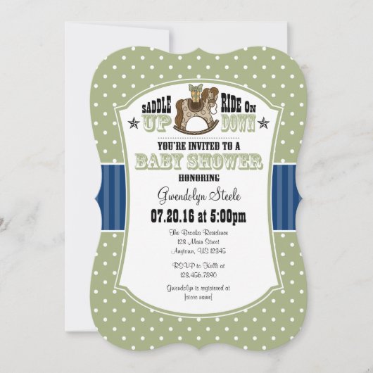 Sage Olive Blue Cowboy Baby shower Invitation (Devant)