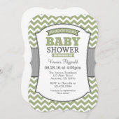 Sage Olive Gray Chevron Baby shower Uitnodiging (Voorkant / Achterkant)
