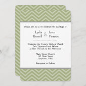 Sage Olive Green Chevron Faire-part de mariage (Devant / Derrière)