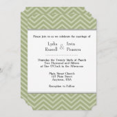 Sage Olive Green Chevron Faire-part de mariage (Devant / Derrière)