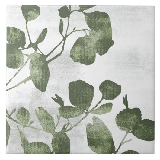 Sage Olive Green Painterly Botanical Art 02 Tegeltje (Voorkant)