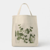 Sage Olive Green Painterly Botanical Minimalist Tote Bag (Achterkant)