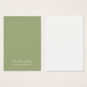 Sage Olive Green Plain Simple Custom Earrage Card (Devant & derrière)