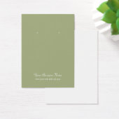 Sage Olive Green Plain Simple Custom Earrage Card (Bureau)