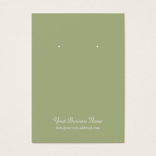Sage Olive Green Plain Simple Custom Earrage Card (Devant)