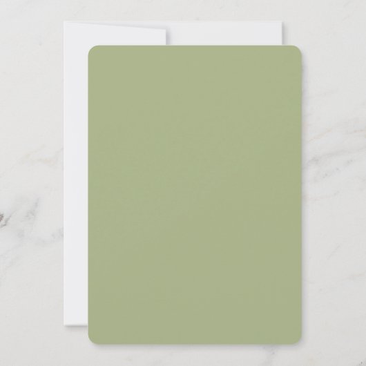 Sage Olive Green Plaine Simple Faire-part de maria (Dos)
