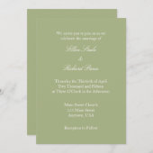 Sage Olive Green Plaine Simple Faire-part de maria (Devant / Derrière)