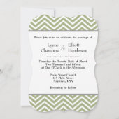 Sage Olive Green White Chevron Weddenschap Kaart (Voorkant)