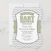 Sage Olive Grey Chevron Baby shower Invitation (Devant)