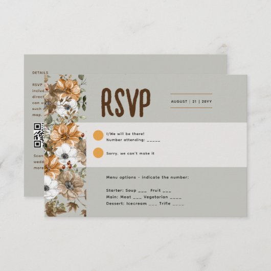 Sage Olive RSVP pour correspondre à Rustic Fall In (Devant / Derrière)