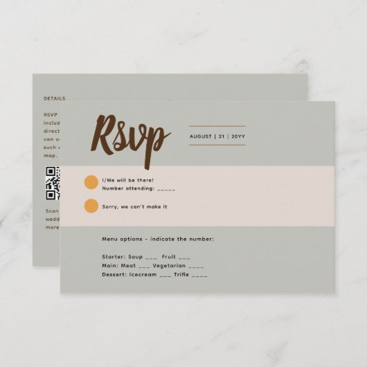 Sage Olive RSVP pour correspondre à Rustic Fall In (Devant / Derrière)