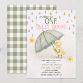 Sage One Silly Goose First Birthday Invitation (Devant / Derrière)