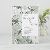 Sage Organic Leaves Wedding Invitation Kaart (Staand voorkant)