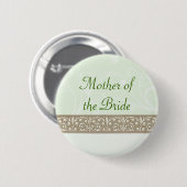 Sage Ornamental Frieze Bridal Party Button (Voorkant /achterkant)