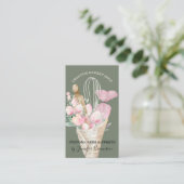 Sage Pastry Chef Pink Flowers Boho Baker Visitekaartje (Staand voorkant)