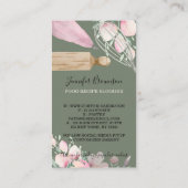Sage Pastry Chef Pink Flowers Boho Baker Visitekaartje (Achterkant)