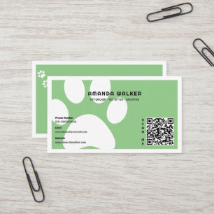 Sage Pawprints QR Code Pet Sitter Walking Services Visitekaartje