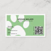 Sage Pawprints QR Code Pet Sitter Walking Services Visitekaartje (Voorkant)