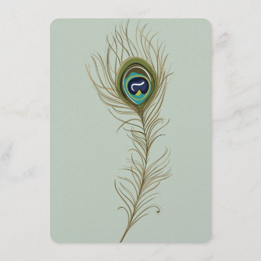 Sage Peacock Feather Bruiloft Menu (Achterkant)