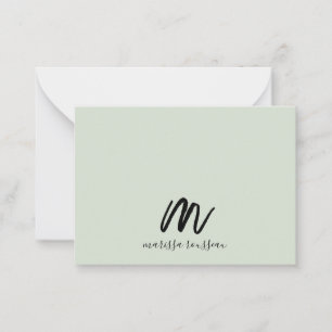 Sage Penseel Geschilderde Stijl Monogram Script Na Notitiekaartje