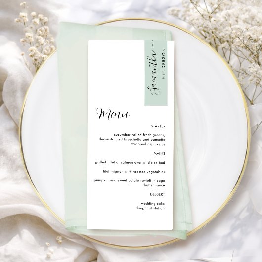 Sage Personnalisé avec le Nom de l'Invité Menu Élé