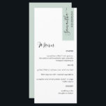 Sage personnalisé avec nom d'hôte Elegant Menu<br><div class="desc">Pourquoi passer à l'endroit cartes et cartes de menu quand vous pouvez avoir un élégant menu tout-en-un élégant personnalisé avec chaque nom d'invité! Contemporain, simple et élégant design avec belle calligraphie manuscrite moderne. Capacité de customiser toutes les sections de texte. Grattez sur le coin supérieur droit dans le ton vert...</div>