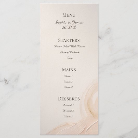 Sage Perzik Botanisch Trouwmenu Menu (Voorkant)
